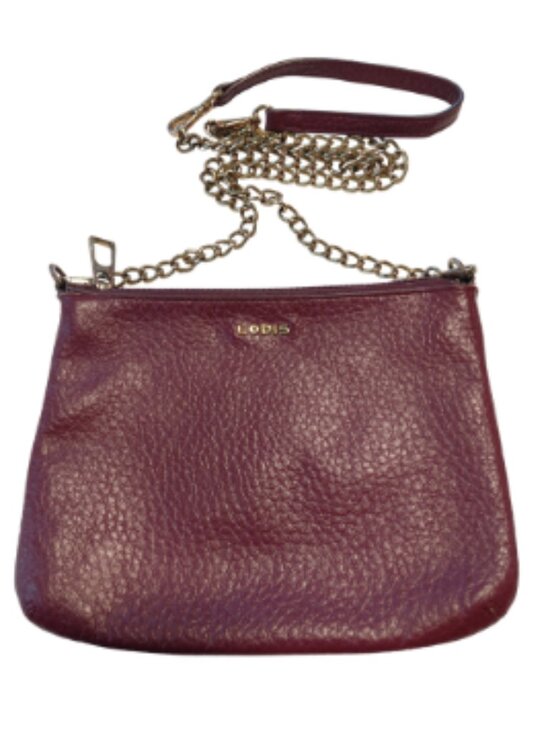 Lodis Handbags - Lodis Burgundy/Plum Chain Strap Italian Leather Pebble Crossbody